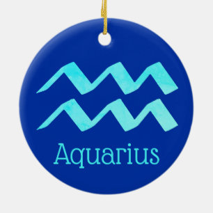 Aquarius Sun Sign Zodiac Symbol  Ceramic Ornament
