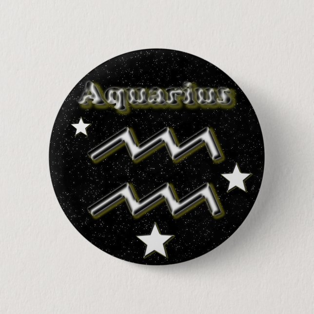 Aquarius symbol 2 inch round button (Front)