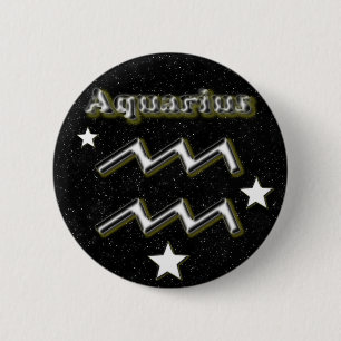Aquarius symbol 2 inch round button