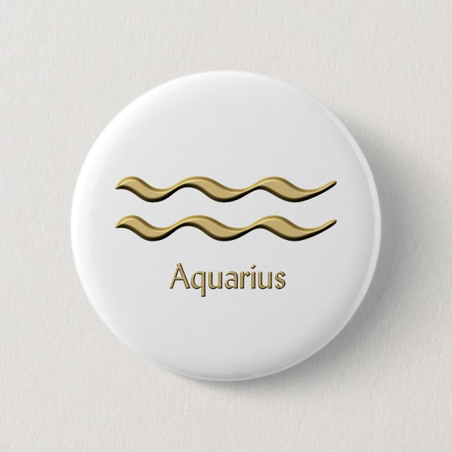 Aquarius symbol 2 inch round button (Front)