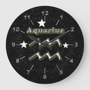 Aquarius symbol large clock