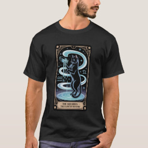 Aquarius Tarot Card Black Cat Mystical Zodiac Wat T-Shirt
