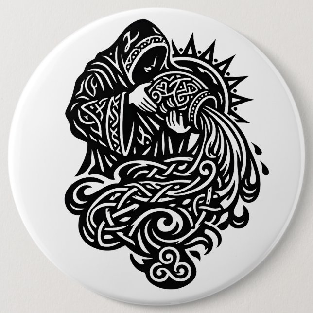 Aquarius — The Water Bearer by BurnsInHell 6 Inch Round Button (Front)