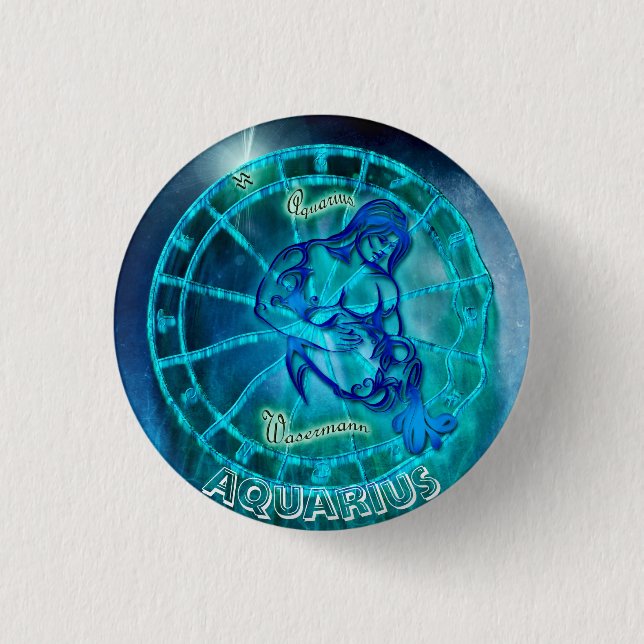 Aquarius the Water Bearer Horoscope 1 Inch Round Button (Front)