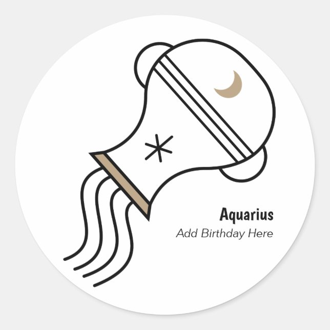 Aquarius the water bearer personalized party favou classic round sticker (Front)