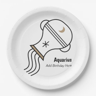 Aquarius the water bearer personalized party favou paper plate