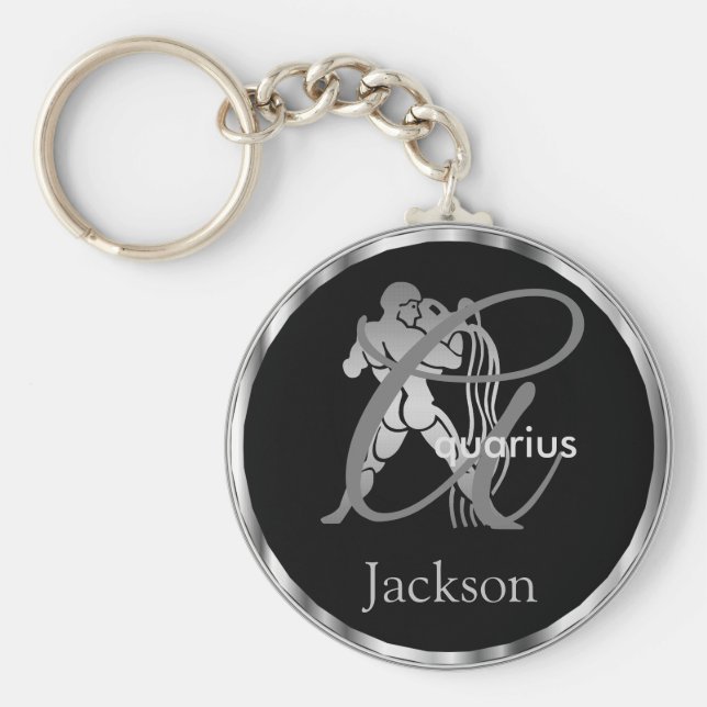 Aquarius ♒ the Water Bearer - Zodiac Sign Keychain (Front)