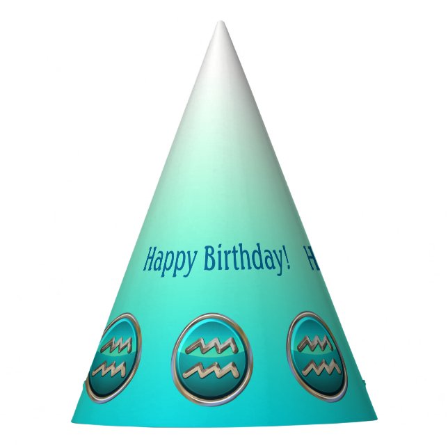 Aquarius - The Water Bearer Zodiac Sign Party Hat (Front)