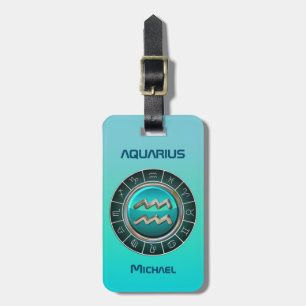 Aquarius - The Water Bearer Zodiac Symbol Luggage Tag