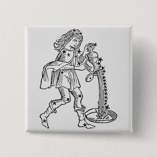 Aquarius (the Water Carrier) an illustration from 2 Inch Square Button (Front)
