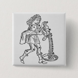 Aquarius (the Water Carrier) an illustration from 2 Inch Square Button