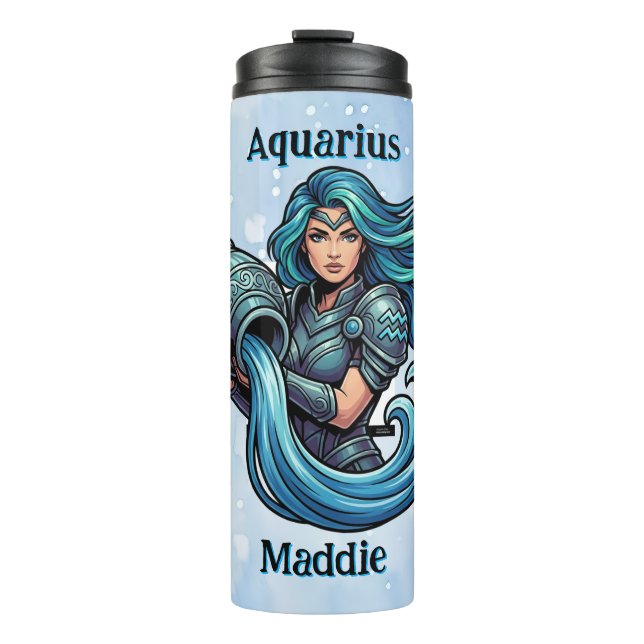 Aquarius Traits, Dates and Energy | Personalized Thermal Tumbler (Front)