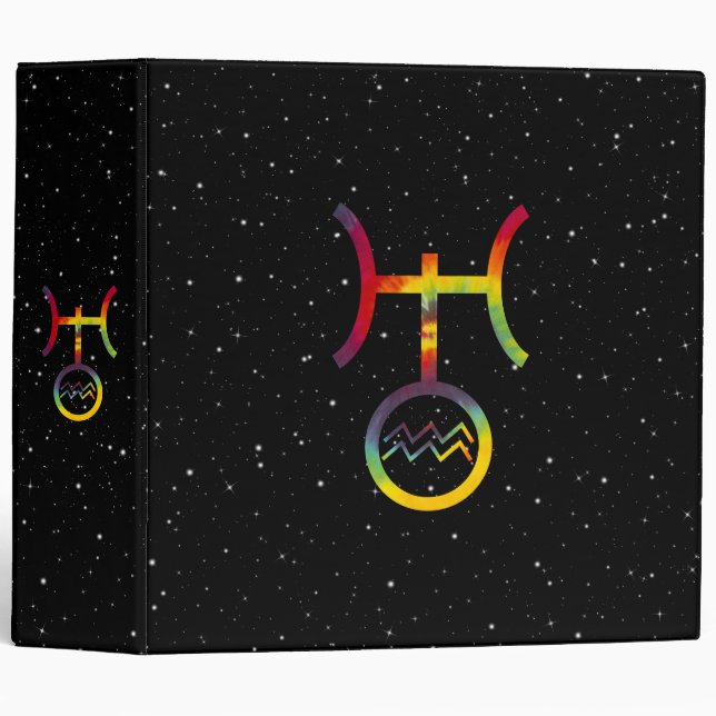 Aquarius Uranus Planetary Symbol Starry Tie Dye Binder (Front/Spine)