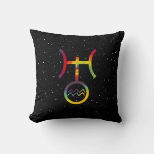 Aquarius Uranus Planetary Symbol Starry Tie Dye Throw Pillow