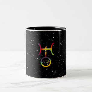 Aquarius Uranus Planetary Symbol Starry Tie Dye Two-Tone Coffee Mug