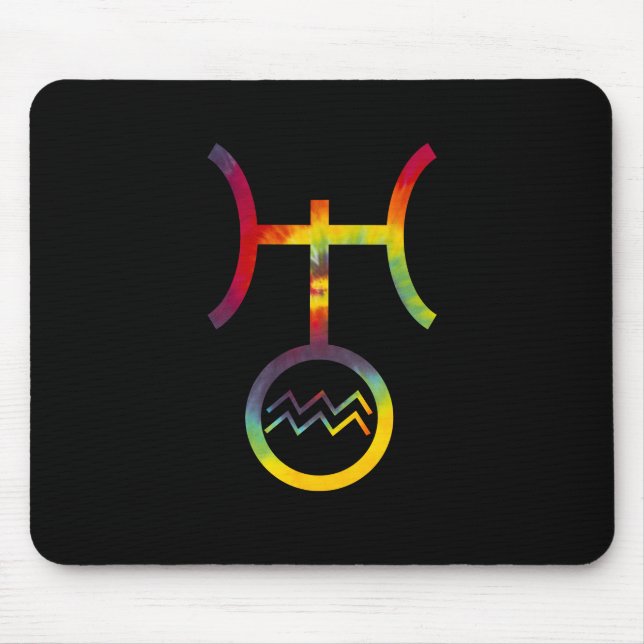 Aquarius Uranus Planetary Symbol Tie Dye Mouse Pad (Front)