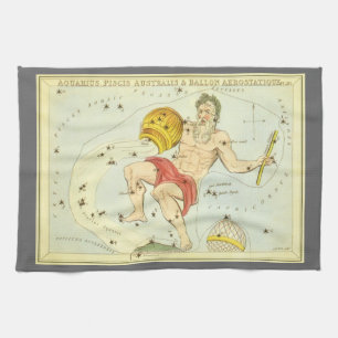 Aquarius, Vintage Constellation, Urania's Mirror Kitchen Towel