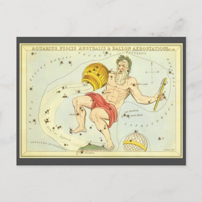 Aquarius, Vintage Constellation, Urania's Mirror Postcard (Front)