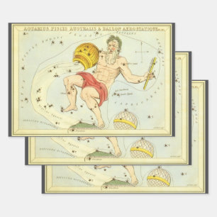 Aquarius, Vintage Constellation, Urania's Mirror Wrapping Paper Sheet