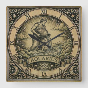 Aquarius Vintage Zodiac Wall Clock