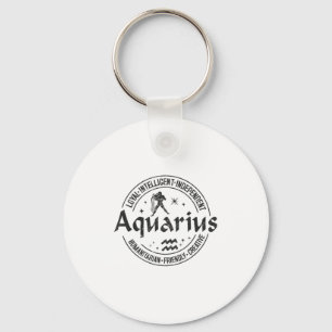 Aquarius Virtues Vintage Style Zodiac Design, Aqua Keychain