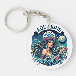 Aquarius Water Bearer Beautiful Woman Astrology  Keychain