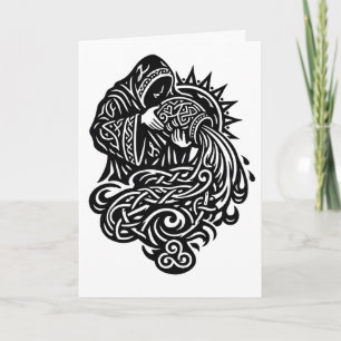 Aquarius Water‑Bearer — Celtic Knotwork Zodiac Card