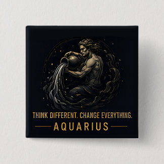 Aquarius Water Bearer Zodiac Celestial Horoscope 2 Inch Square Button