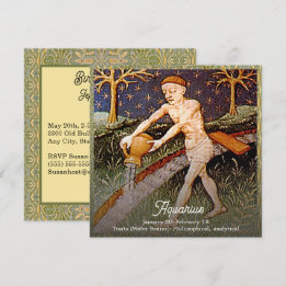 Aquarius Water Bearer Zodiac Sign Birthday Party Invitation