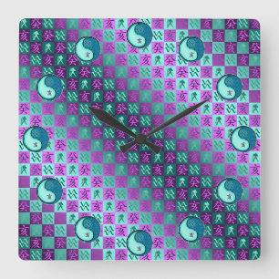 Aquarius & Water Boar Square Wall Clock
