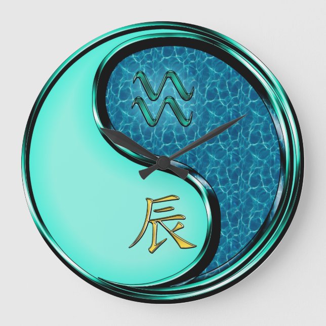 Aquarius & Water Dragon Large Clock (Front)