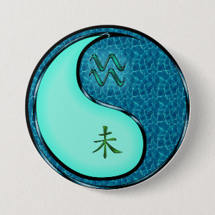 Aquarius & Water Goat 3 Inch Round Button