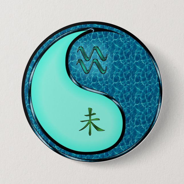 Aquarius & Water Goat 3 Inch Round Button (Front)