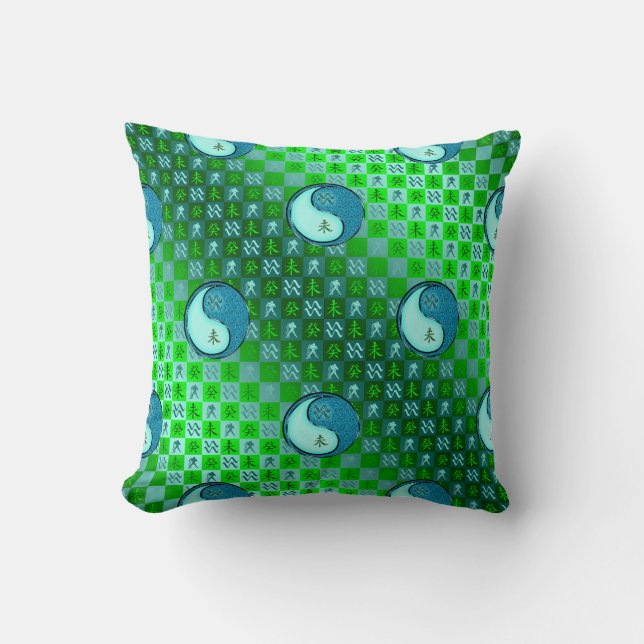 Aquarius & Water Goat Throw Pillow (Front)