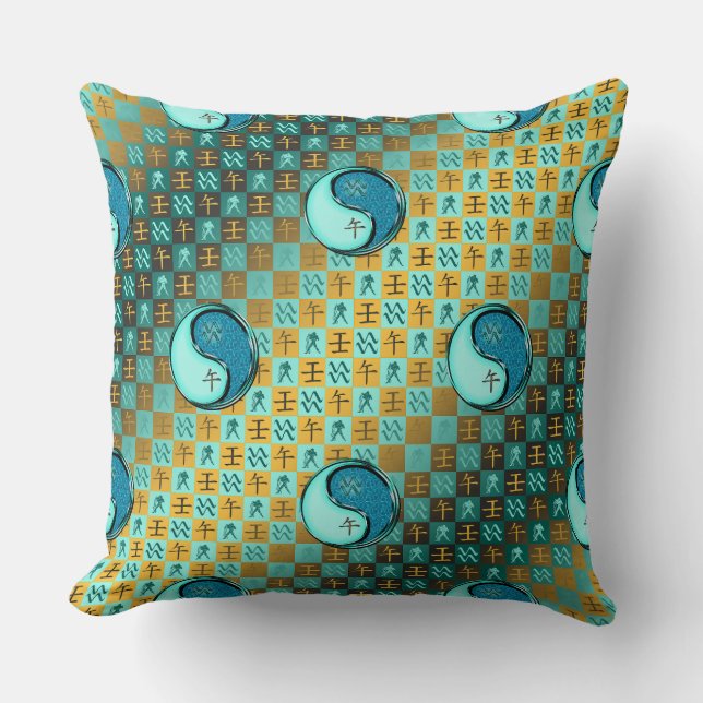 Aquarius & Water Horse Throw Pillow (Front)