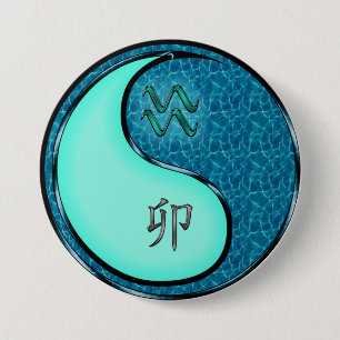 Aquarius & Water Rabbit 3 Inch Round Button