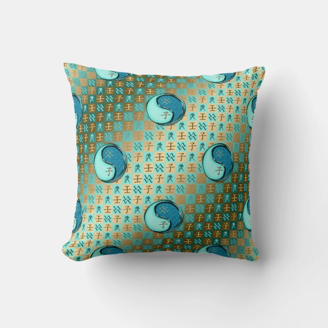 Aquarius & Water Rat Throw Pillow (Front)