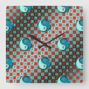 Aquarius & Water Tiger Square Wall Clock