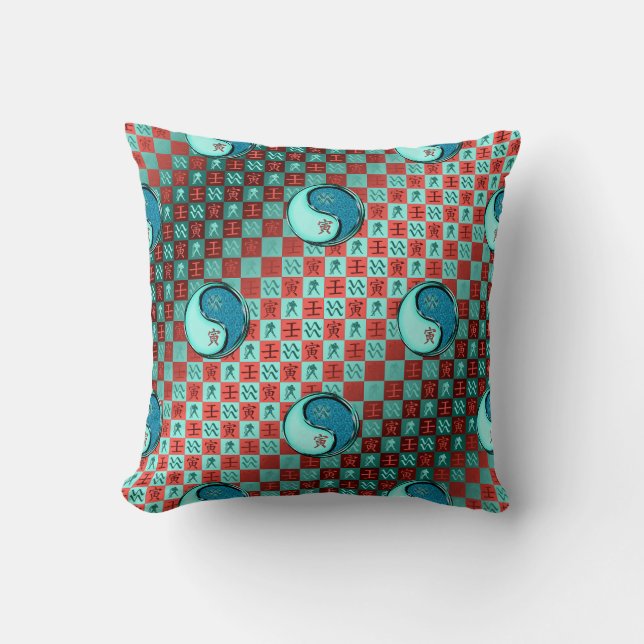 Aquarius & Water Tiger Throw Pillow (Front)