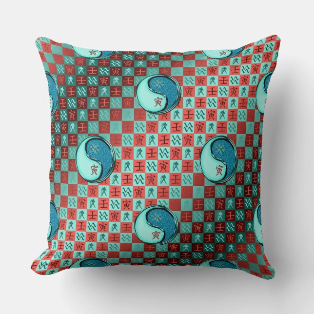 Aquarius & Water Tiger Throw Pillow (Front)
