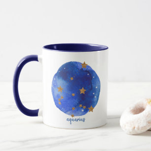 aquarius Watercolor Night Sky Constellation Zodiac Mug