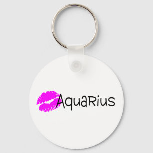 Aquarius with Pink Kiss Keychain