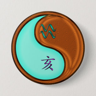 Aquarius & Wood Boar 3 Inch Round Button