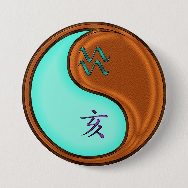 Aquarius & Wood Boar 3 Inch Round Button (Front)