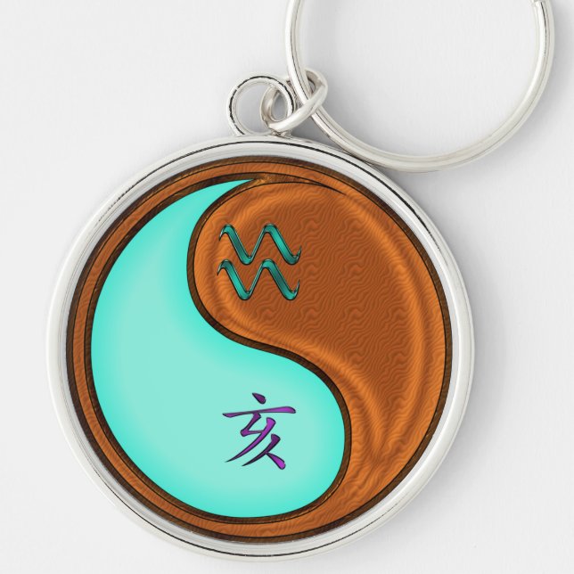 Aquarius & Wood Boar Keychain (Front)