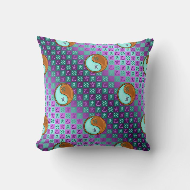 Aquarius & Wood Boar Throw Pillow (Front)