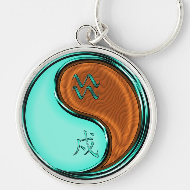 Aquarius & Wood Dog Keychain (Front)