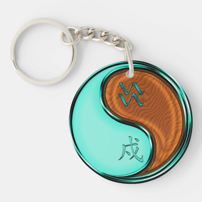 Aquarius & Wood Dog Keychain (Front)