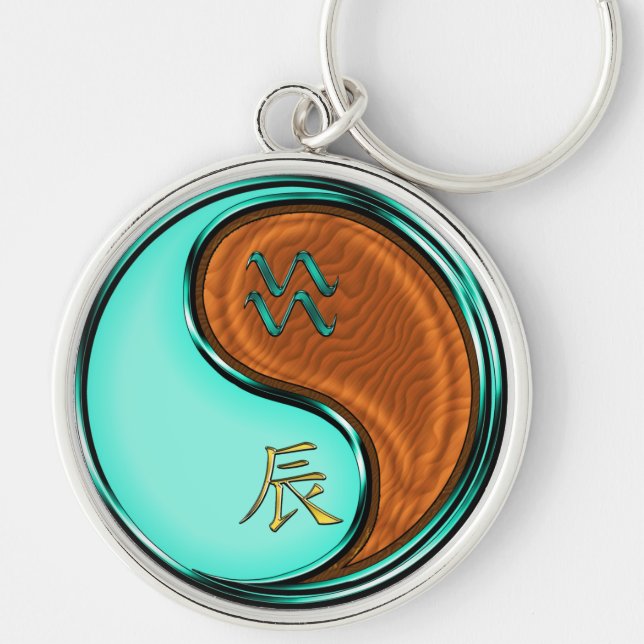 Aquarius & Wood Dragon Keychain (Front)