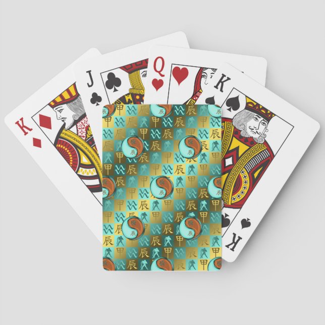Aquarius & Wood Dragon Playing Cards (Back)